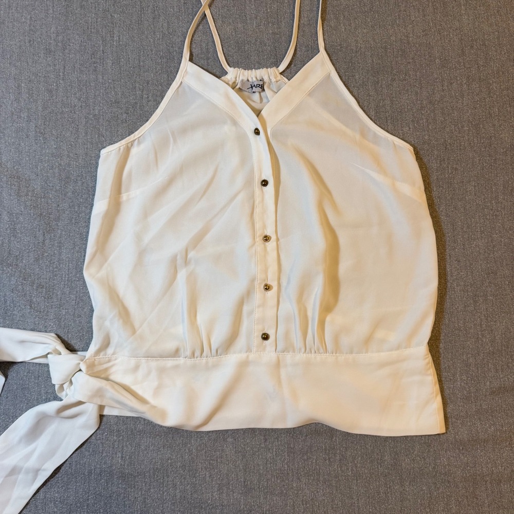 XTAREN Women White Button Front Side Tie Camisole Halter Top Small